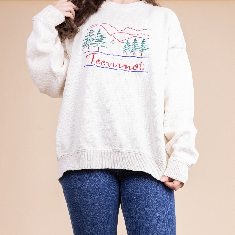 Vintage Embroidered Graphic Sweatshirt Cotton Oversized Y2K Streetwear 80's